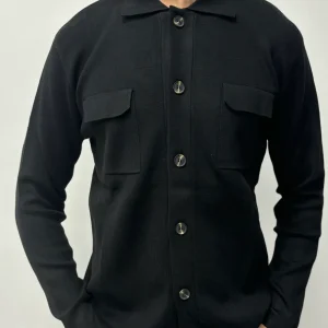 Loft88 giacca-camicia misto lana stitch NERO
