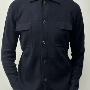 Loft88 giacca-camicia misto lana stitch BLU