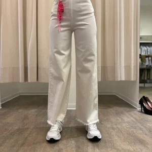 Tensione In jeans palazzo orlo sfrangiato BIANCO