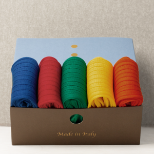 Box da N.5 Calze Lunghe Colori Vivaci a Costine in Filo di Scozia con Iniziali o Senza!