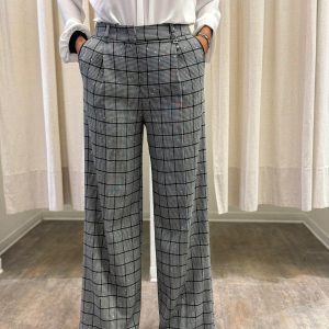 Artigli Pantalone a palazzo, a scacchi con strass BIANCO/NERO